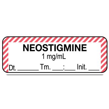 Anesthesia Label, Neostigmine 1mg/mL Date Time Initial, 1-1/2" x 1/2"