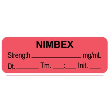 Anesthesia Label,  Nimbex  mg/mL DTI 1-1/2" x 1/2"