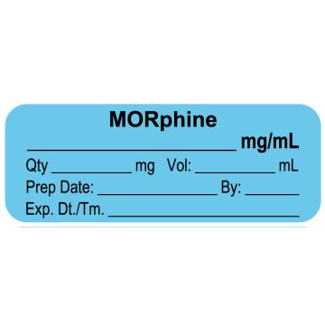 Anesthesia Label, MORphine mg/mL, 2" x 3/4"