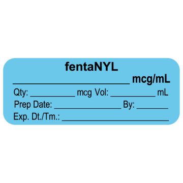 Anesthesia Label, fentaNYL mcg/mL, 2" x 3/4"