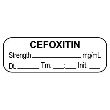 Anesthesia Label, CEFOXITIN mg/mL Date Time Initial, 1-1/2" x 1/2"