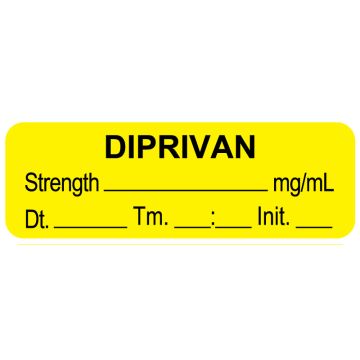 Anesthesia Label,  Diprivan  mg/mL DTI 1-1/2" x 1/2"