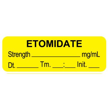 Anesthesia Label,  Etomidate  mg/mL  DTI 1-1/2" x 1/2"