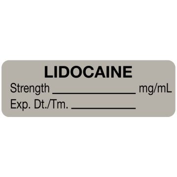 Anesthesia Label, Lidocaine mg/mL, 1-1/2" x 1/2"