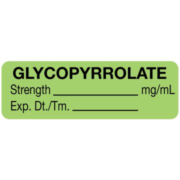 Anesthesia Label, Glycopyrrolate mg/mL, 1-1/2" x 1/2"