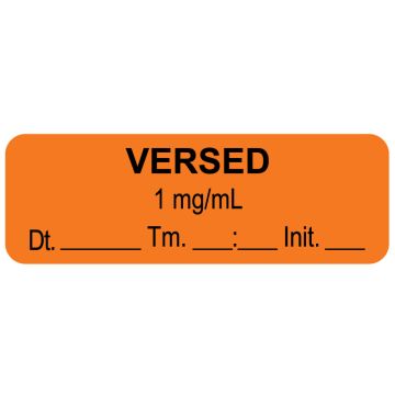 Anesthesia Label, Versed, 1mg/mL Date Time Initial, 1-1/2" x 1/2"