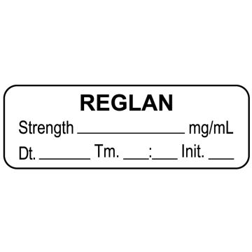 Anesthesia Label, Reglan mg/mL  Date Time Initial, 1-1/2" x 1/2"