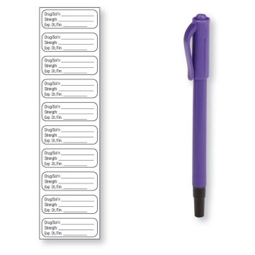 10-label Sheet w/Dual-Tip Marker, 1-1/2" x 1/2"