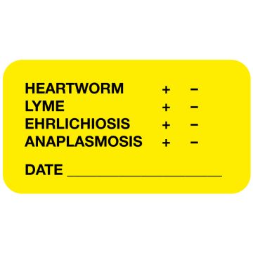 Heartworm, Lyme, Ehrlichiosis, Anaplasmosis Label, 1-5/8" x 7/8"