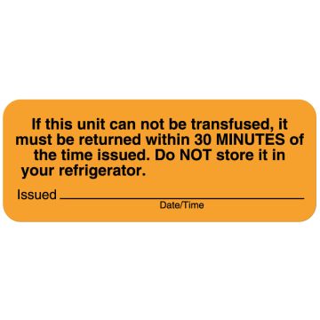 Blood Bank Communication Label, 2-1/4" x 7/8"