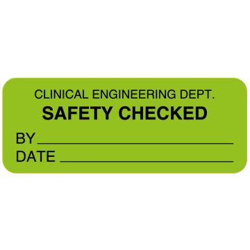 Clinical Engineering Safety Checked Label, 2-1/4" x 7/8"