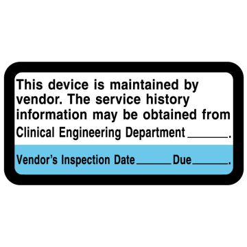 Vendor Maintenance Label,  2" x 1"