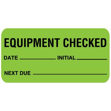 Equipment Checked Label, 1" x 2"