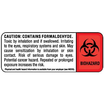 Formaldehyde Warning Label, 2-1/4" x 7/8"