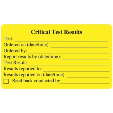 Critical Test Label, 3" x 1-3/4"