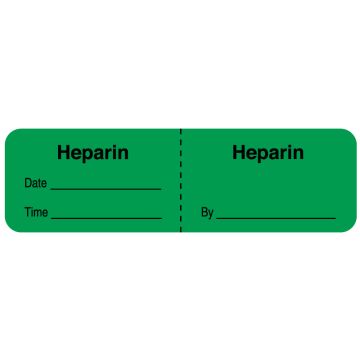 Heparin, IV Line Identification Label, 3" x 7/8"