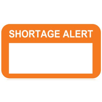 SHORTAGE ALERT, Pharmacy Communication Label, 1-5/8" x 7/8"