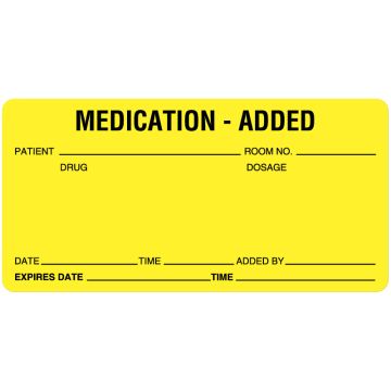 IV Medication Added Label, 4" x 2"