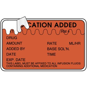 IV Medication Added Label, 2-1/2" x 1-1/2"