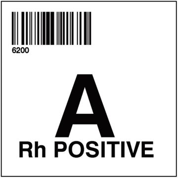 ISBT 128 Blood Label, A RH POS 2 X 2