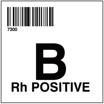 ISBT 128 Blood Label, B RH POS 2 X 2