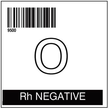 ISBT 128 Blood Label, O RH NEG 2 X 2