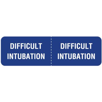 DIFFICULT INTUBATION  Line Identification Label, 3" x 7/8"