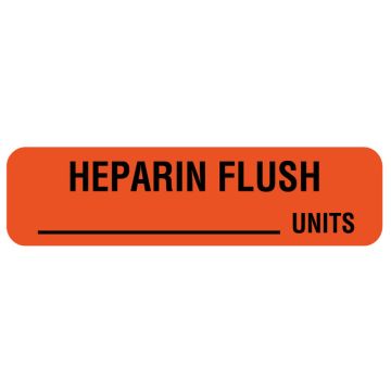 Anesthesia Label, Heparin Flush Units, 1-1/4" x 5/16"