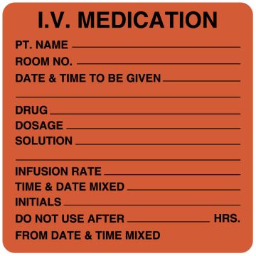 IV Medication Added Label, 2-1/2" x 2-1/2"