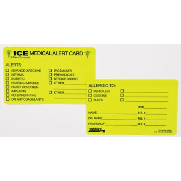 Medical Alert Card, 3 3/8" x 2 1/8"