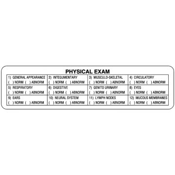 Physical Exam Label, 4" x 1"