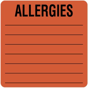 Allergy Alert Label, 2-1/2" x 2-1/2"