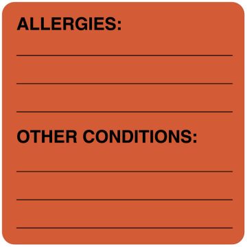 Allergy Alert Label, 2-1/2" x 2-1/2"