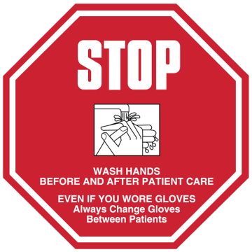 Stop Sign Infection Control Labels, 6" x 6"