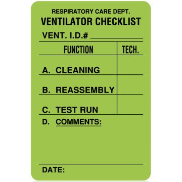 Ventilator Label, 2" x 3"