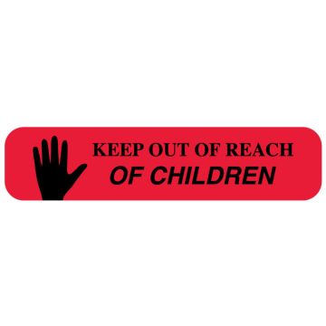 KEEP OUT OF REACH OF CHILDREN, Medication Instruction Label, 1-5/8" x 3/8"