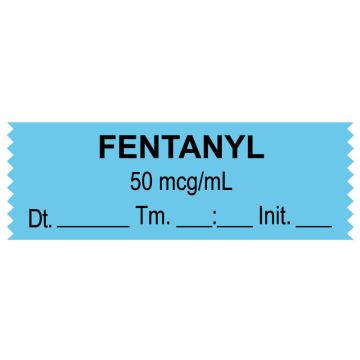 Anesthesia Tape, Fentanyl 50 mcg/mL, Date Time Initial, 1-1/2" x 1/2"