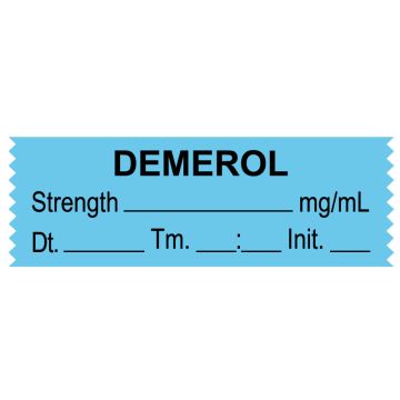 Anesthesia Tape, Demerol mg/mL, Date Time Initial, 1-1/2" x 1/2"