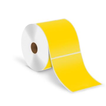 Direct Thermal  Labels, 4" OD, 4.0" x 6.0", Yellow