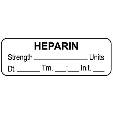 Anesthesia Label, Heparin Units  Date Time Initial, 1-1/2" x 1/2"