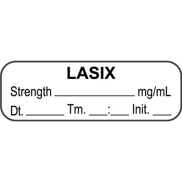 Anesthesia Label Lasix mg/mL Date Time Initial, 1-1/2" x 1/2"