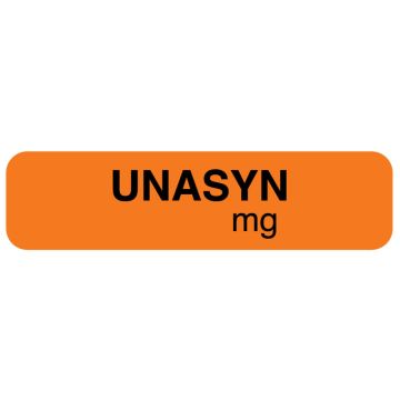 Drug Syringe Label, UNASYN  mg, 1-1/4" x 5/16"