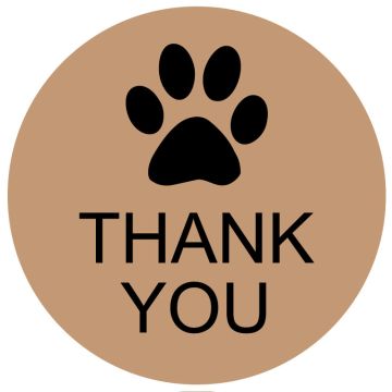 THANK YOU Paw Print, 1-1/2" Dia