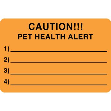Caution! Pet Health Alert, 3" x 2"