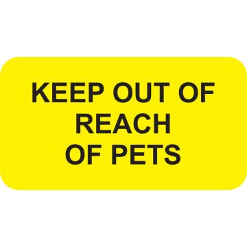 KEEP OUT OF REACH OF PETS,Boarding and Grooming Care Label, 1-5/8" x 7/8"