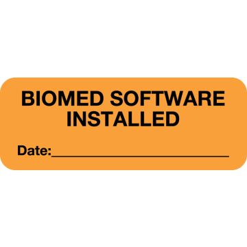 Biomed Software Installed, Equipment Label, 2" x 3/4"