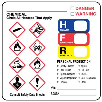 GHS Hazard Label, 2-1/2" x 2-1/2"