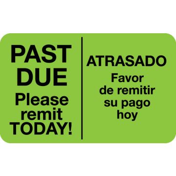 Past Due Bilingual Billing Label , 2" x 1-1/4"