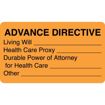 Advance Directive Living Will Label, 3" x 1-3/4"