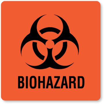 Biohazard Warning Label, 6" x 6"